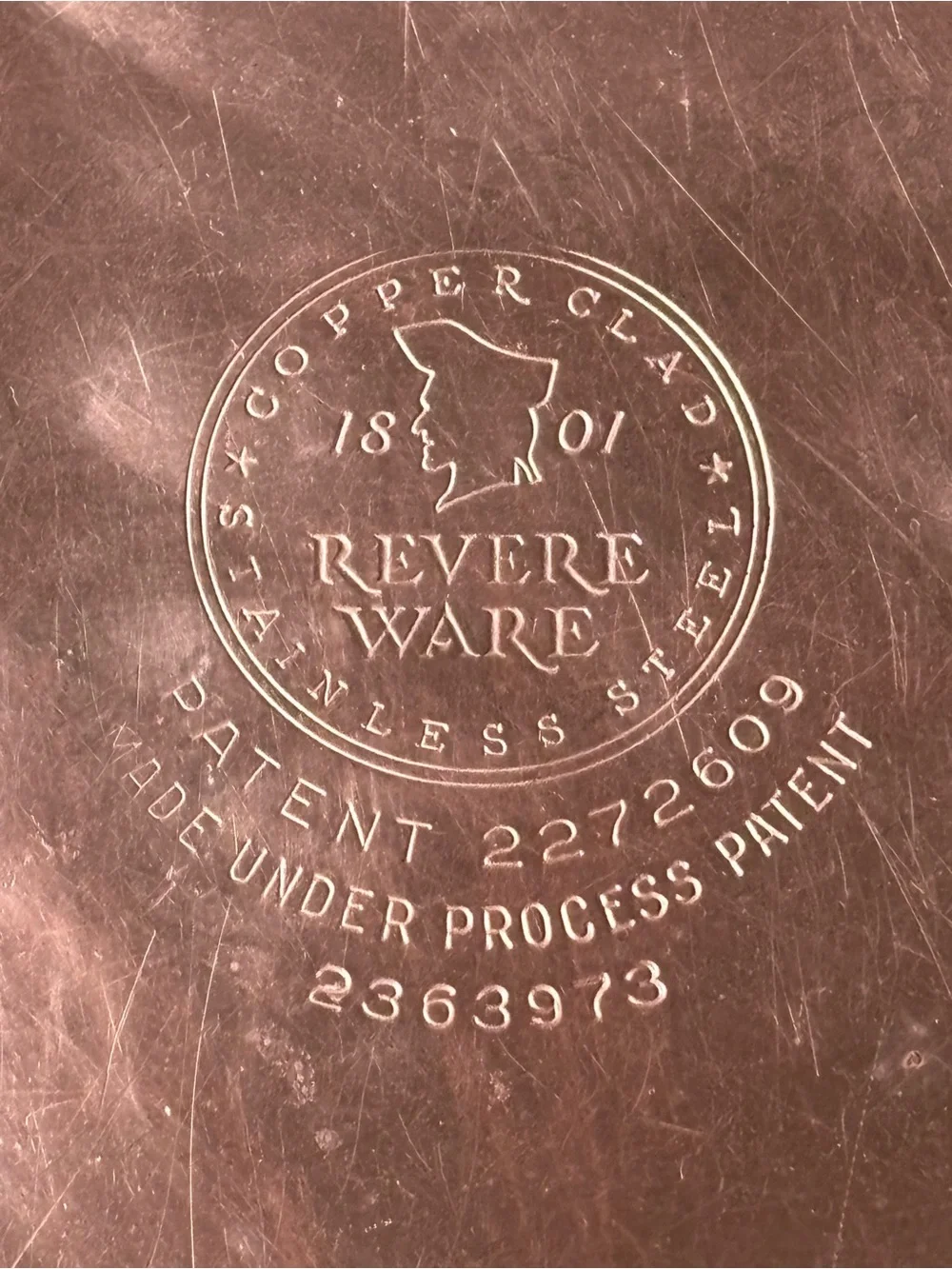 Revere Ware 1801 Copper Bottom 4.5 Qt Stock Pot Double Ring Pre 1968 NO LID